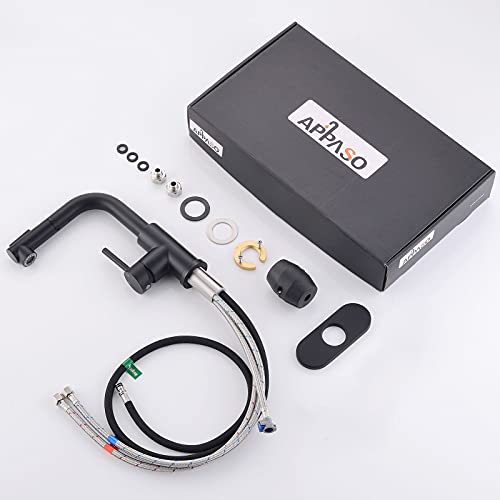 Appaso Black Bar Sink Faucet, Matte Black Kitchen Faucet With Pull-Out Sprayer, Modern Single Handle Bathroom Utility Faucet, Pull Down Spray Small Faucet For Rv Camper Outdoor Restroom #TOP7