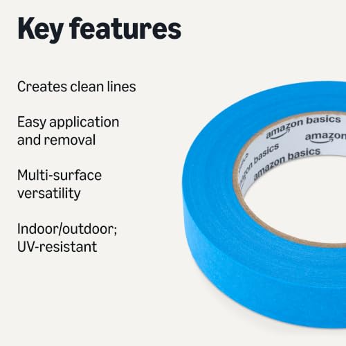 Image of Amazon Basics Blue Painters Tape, Protects Surfaces, Removes Easily, No Residue, 0.94 inch x 60-Yard, 4 Rolls