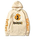 Youndcc Anime Haikyuu Graphic Hoodie Haikyuu Karasuno High School Cosplay Costume Hoodie For Anime Fans XXL Beige