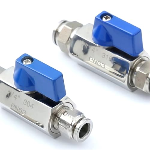 Válvula de bola acero inoxidable SS304 para tubos neumáticos de 8mm a presión rápidos 7