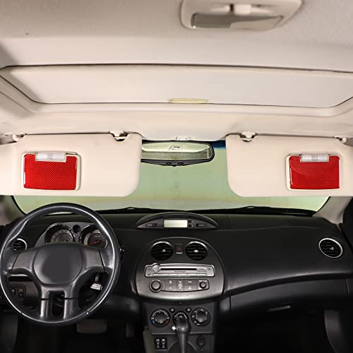 Car Vanity Mirror Panel Sticker Trim Compatible With Mitsubishi Eclipse 2006-2011 Soft Carbon Fiber 2Pcs Roof Vanity Mirror Decals Sticker Trim Accessories (Red Carbon) #TOP2