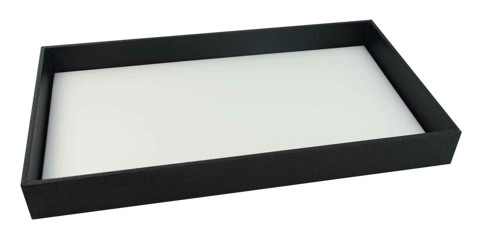 Box Displays White 1.5 Inch Deep Black Leatherette Textured Tray With Choice Of Jewellery Ring Earring Cufflink Gem Pot Show Pad Display Insert (Tray With Leatherette Pad)