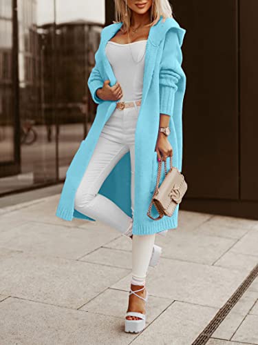 Image of Aoysky Womens Long Cardigans Cable Knitted Open Front Oversized Hooded Outerwear Sweater Coat