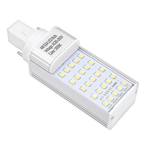 Ruilogod G24 G24D PL-C lampada PL 2P 4W LED lampadina girevole bianco caldo bianco 3000k, lampada fluorescente compatta CFL sostituzione