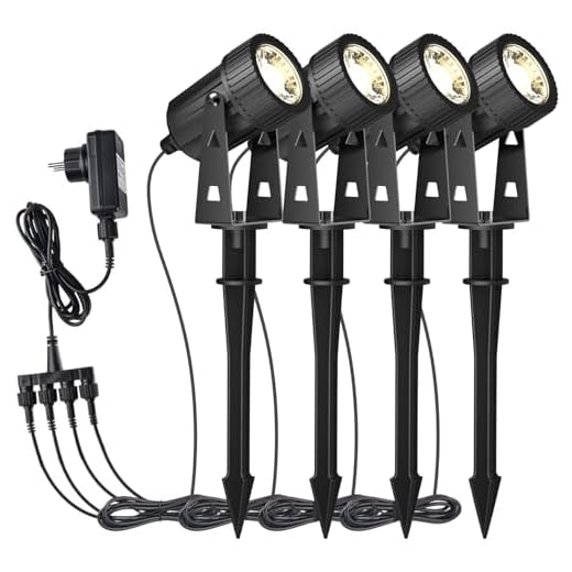 Gartenleuchte, GEEDIAR 4 Stücke Gartenstrahler Warmweiß COB LED Gartenleuchten mit Erdspieß IP65 Wasserdicht LED Gartenstrahler mit Stecker für Außen Garten Rasen
