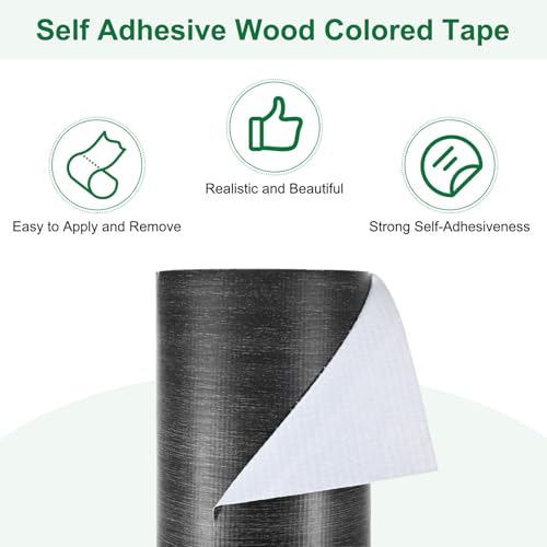Image of M METERXITY 2-Roll Wood Grain Repair Tape, 2.24in x 15ft Textured Realistic Self-Adhesive Wood Floor Tape Contact Paper for Furniture /Floors /Home [Ebony]