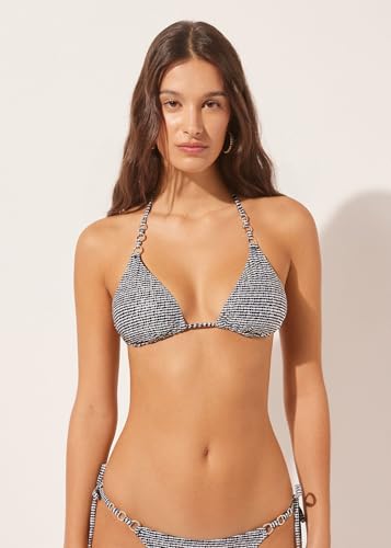 Woman's Triangle Swimsuit Top Black Dots2