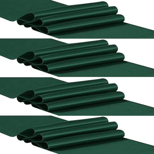 Ieron - ieron Lot de 4 chemins de table en satin doux et soyeux réutilisables et lavables pour décoration de mariage, banquet, fête, 30,5 x 274,3 cm de long, vert foncé