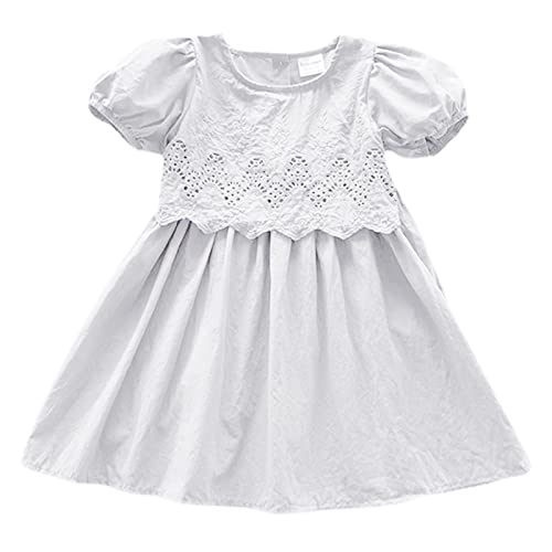 Vestidos de verão para meninas, roupas elegantes de renda floral, vestido de verão, manga curta, sai