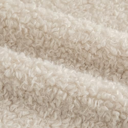Image of Pack of 2 Curly Teddy Wool Faux Fur Throw Pillow Covers Fuzzy Accent Soft Sherpa Pillowcases Sheepskin Fleece Decorative Cushion Case for Sofa Couch Living Room 22x22 Inch Neutral Light Beige