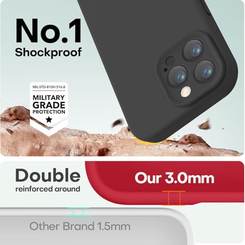 Image of LOVE 3000 Designed for iPhone 16 Pro Case, Premium Silicone with [Soft Anti-Scratch Microfiber Lining] Shockproof Protective Phone Case for Men Women Girls 6.3 inch, Black