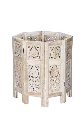 Marokkanischer Tisch Beistelltisch aus Holz Ashkar Weiss ø 45cm groß rund | Orientalischer runder Hocker Blumenhocker… – Bild 8