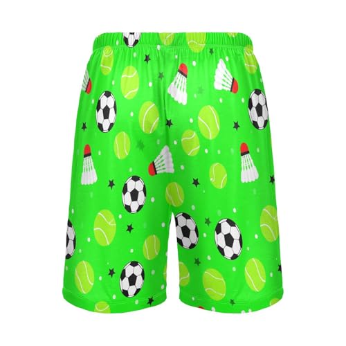Soccer Tennis Star Green Pajama Shorts for Men Lounge Pants Sleepwear Shorts Pajama Mens Shorts with Pockets, S-XXL2