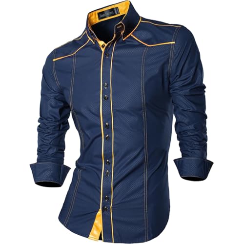 Men Casual Single Breasted Shirt Regular Solid Long Sleeve Office Shirt3