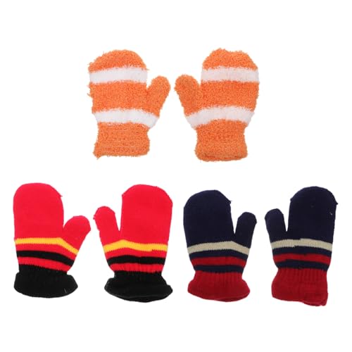 FOMIYES Warm Winter Gloves for Boys and Girls 1-7 Years Old Knit Children Gloves White