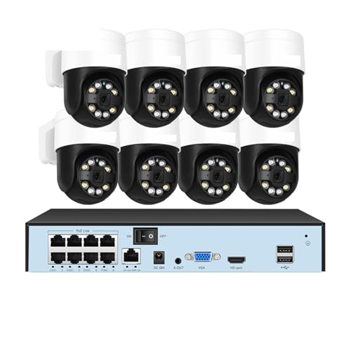 De Cámara IP PTZ Seguridad con Detección Facial 8 MP Y 4K, Audio, PoE, NVR, Kit CCTV Humanoide For Exteriores, Videovigilancia For El Hogar(None,8CH NVR 8 AI Camera)