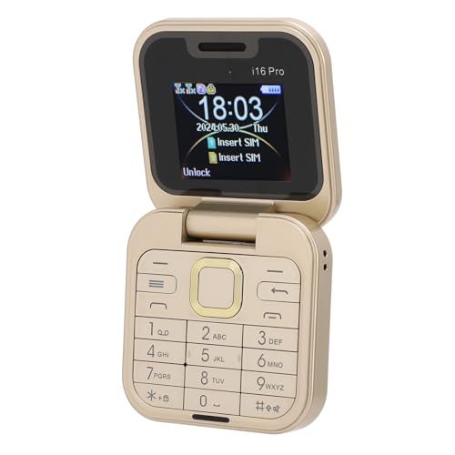 ASHATA Mini Teléfono Móvil con Tapa, Teléfono Celular Plegable 2G Soporte para Teléfono Pequeño Radio FM Voz Mágica Lista Negra Vibración de Marcación Rápida, 32 MB de RAM, 2 Ranuras