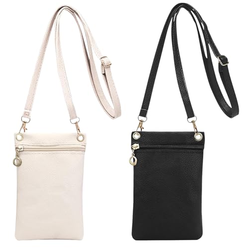 MLPKOI 2PCS Bolso de Teléfono Móvil para Mujer, Cartera Movil Cuero PU Bolso para Movil Bandolera Pequeña Mujer con Correa Ajustable Mini Bolso de Hombro