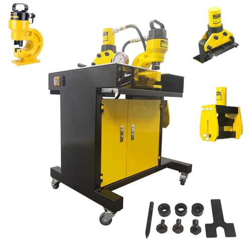 WYDDDARY Electric Hydraulic Busbar Processor Cutter 3 in 1 Bus Processing Machine Suitable for Shearing, Punching and Bending 110V