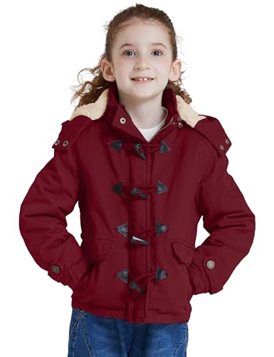 WenVen Girl's Winter Sherpa Jacket Thicken Cotton Parka Coat with Removable Hood4