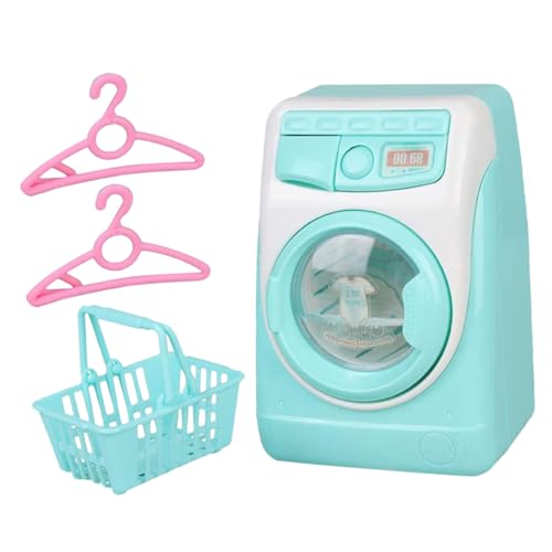 HEALSOPTHY Elektrische Kleiner Waschmaschine Spielzeug aus Kunststoff mit Realistischen Geräuschen für Kinder zum Rollenspiel und Haushaltstraining
