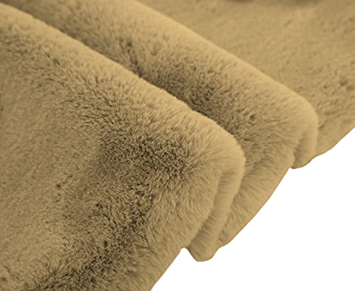 Image of Luxe Home Rabbit Fur Soild CarpetSuper Soft, Anti-Slip, Washable, Rectangle, for Livingroom Rug, in Bedroom Rug (Anti Gold, 3x5 Feet)