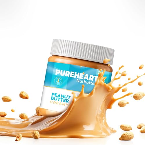 Image of Pureheart Nutbutter Creamy Peanut Butter 350 gm | Natural & Premium Roasted Peanuts | High Protein, Rich in Fiber | Zero Trans Fats | for Tasty Breakfast & Post Workout Protein Snack