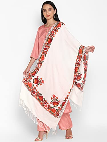 Zamour Women Embroidered Large Scarf Wrap Faux Pashmina Wool, Indian Kashmiri Oversized Winter Scarves Wraps Stole Shawl2