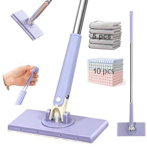 2026 Upgraded Cloth Changing Mini Mop with 5 Non Scratch Wire dishcloths (37.2in+11cloths)
