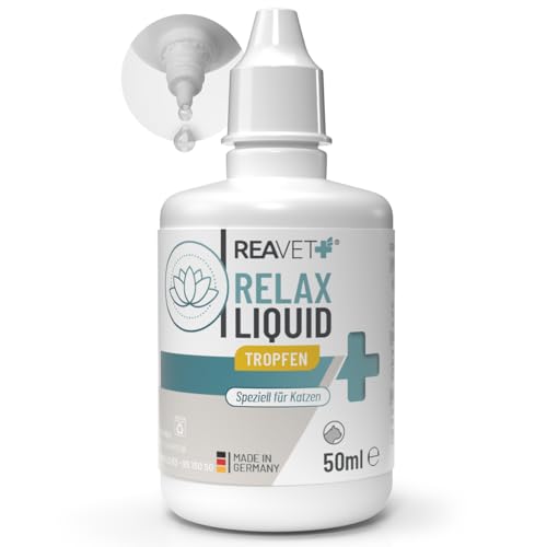ReaVET Relax Liquid für Katzen 50ml - Beruhigungstropfen I Entspanntes & ausgeglichenes Katzenleben I Tropfen I Beruhigung, Unruhe, Stress, Nervosität, Silvester & Reisen ReaVET Relax Liquid für Katzen 50ml - Beruhigungstropfen I Entspanntes & ausgeglichenes Katzenleben I Tropfen I Beruhigung, Unruhe, Stress, Nervosität, Silvester & Reisen