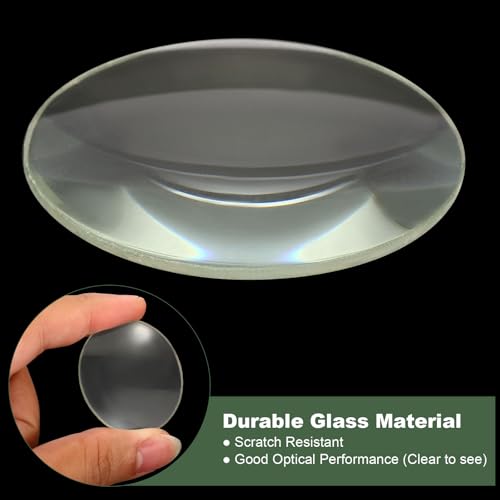 Image of YOKIVE 2 Pcs Double Convex Lens, Clear Glass Optical Lenses | Make Telescope, Great for Photography, Optical Instruments Use (Clear, 100mm Focal Length)