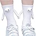Ranpeng 2 Pair Funny 3D Doll Couple Holding Hands Socks Magnetic Suction 3D Doll Couple Socks Cute Higher Socks Funny Socks Gift for Women Men