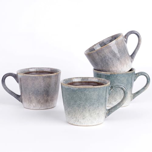 Set de 4 tazas de café de cerámica 350 ml azul y morado miniatura 1
