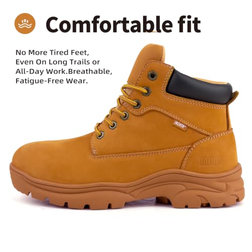 Image of Jacata Men's Work Boots for Construction Waterproof Slip Resistant Leather