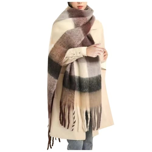 100% Cavallo Sciarpone Donna Inverno, Nuova Sciarpa con Frange da Donna Autunno e Inverno Spessa Come Un Plaid Caldo Scialle Coppia Sciarpa