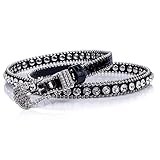 KADSXIYA Damen-Gürtel mit Strasssteinen, glänzende Kristalle, Diamanten, Nieten, Taillengürtel, weibliches Cowgirl-Kostüm, Cowgirl-Kleidung, Schwarz, 95