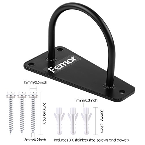 femor Battle Rope Anchor Wall Mount Bracket/Stainless Stakes Ground Anchor for Suspension Training Straps, Body Weight Strength Training Systems, Yoga Swings Hammocks, Boxing Equipment - Thumbnail 4