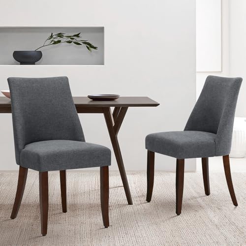 COLAMY Esszimmerstühle 2er Set, Moderne Küchenstuhl Polsterstuhl Stühle mit Rückenlehne, Stoff Dining Chairs mit Holzbeinen für Esszimmer, Küche, Restaurant mit Holzbeinen, Dunkelgrau COLAMY Esszimmerstühle 2er Set, Moderne Küchenstuhl Polsterstuhl Stühle mit Rückenlehne, Stoff Dining Chairs mit Holzbeinen für Esszimmer, Küche, Restaurant mit Holzbeinen, Dunkelgrau