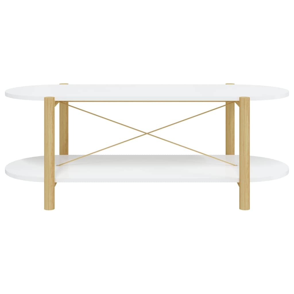 Mesa de centro clásica blanca de madera con patas de madera maciza, 110 x 48 x 40 cm, amplio espacio de almacenamiento y práctico tablero para bebidas y aperitivos, incluye