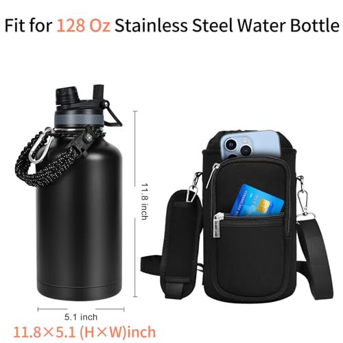 Image of GAZLEMHO 128 oz Water Bottle Bag, Carrying Pouch for 1 Gallon Water Jug, One Gallon Water Flask, Stainless Steel Bottles Sleeve, Carrier Case