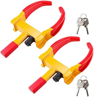 Cartman Heavy Duty Trailer Lock Wheel Clamp, Universal Security Tire Lock, Adjustable Anti Theft Lock for Trailers SUV Boats ATVs Motorcycles Golf Cart, 2 Packs 4 Alike Keys