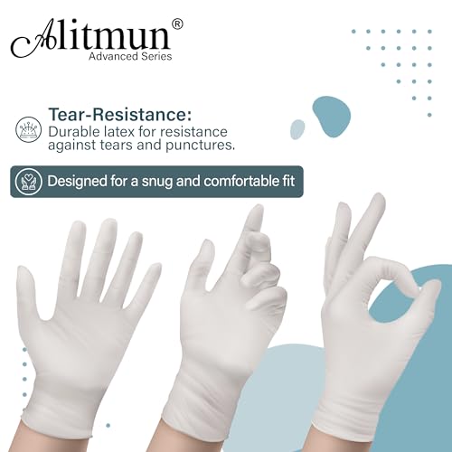 Image of Advanced Series Powder Free Latex Examination Gloves, Disposable Surgical Hand Gloves with Exceptional Grip and Durability, Medical usage & Multipurpose Gloves (Pack of 100) (Medium)