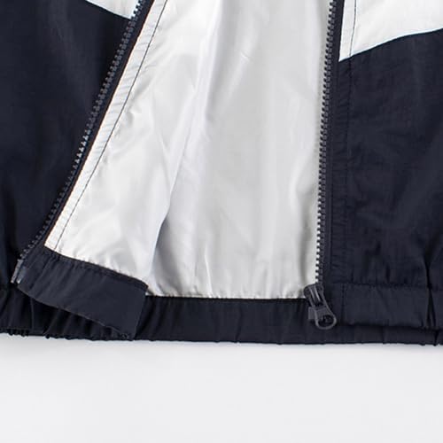 Hooded Jacket for Boys Long Sleeve Zip 𝗖olor Block Windproof Outerwear Teen Casual Trendy Coat with Pocket3