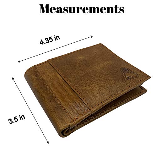 Wallet for Men RFID Blocking Leather Bifold Double ID Flap Wallet USA Series Gift Box (Tan)2