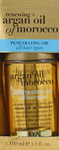 Image of OGX Renewing + Argan Oil of Morocco,Cold-Pressed Argan Oil for Hair Penetrating Treatment & Shine,Moisturizing & Strengthening Silky-Oil for All Hair Types,Paraben-& Sulfate Free,3.3 fl oz,(Pack of 2)