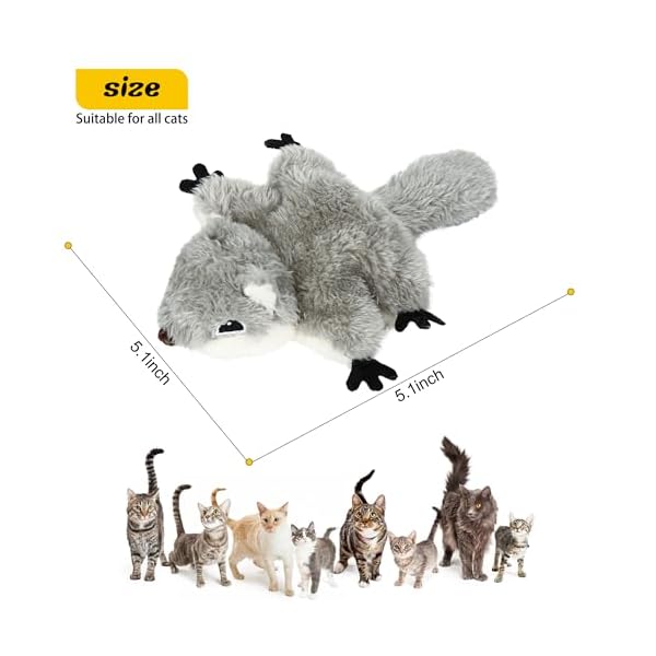 IOKHEIRA Interaktives Katzenspielzeug Selbstbeschäftigung,3 Modi Waschbar Flughörnchen Intelligentes Katzenspielzeug mit Katzenminze USB-Kabel, Elektrisches Hängende Türrahmen Spielzeug für Katzen – Bild 7