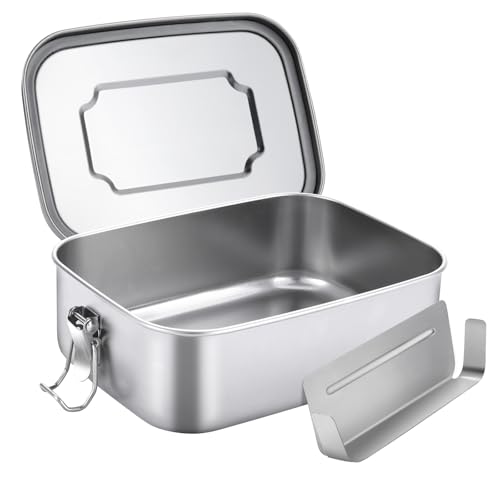 JANUIXCO Fiambrera Acero Inoxidable - 1200ml Lunch Box con Compartimento y Anillo de Goma, Sin BPA - Fiambrera Metalica para Niños y Adultos