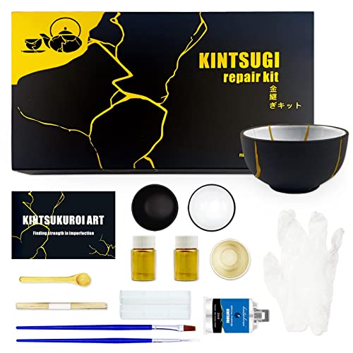LAMXIN Kintsugi Set Gold, Kintsugi Reparieren Sie Ihre Cherish Keramik mit Gold Pulverkleber,Starter...