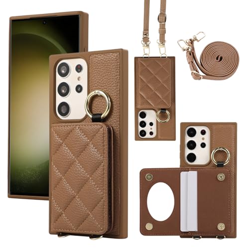 Étui Samsung S23 Ultra antichoc mince à miroir et bague de support
