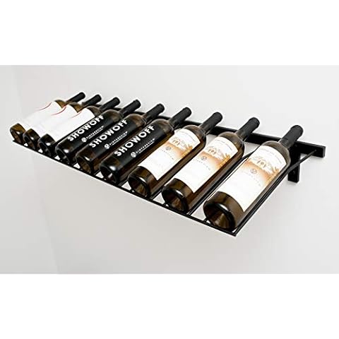 VintageView W Series - Presentation Row Wall Mounted Wine Rack (9 Bottles, Satin Black) Stylish Modern Wine Storage with Label Forward Design Cover